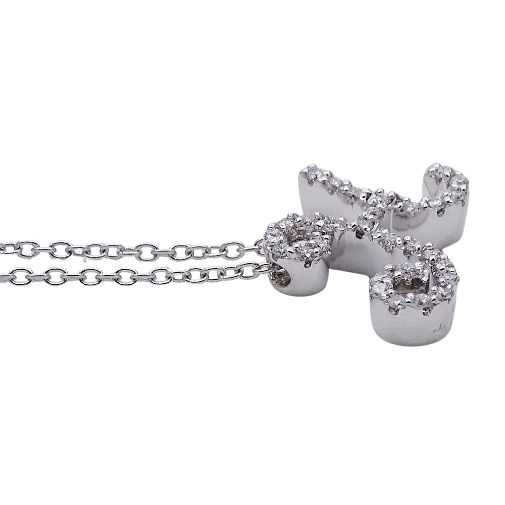 Ponte Vecchio ポンテヴェキオ イニシャル "H" ネックレス K18WG ダイヤモンド D0.14 ホワイトゴールド レディース 【中古】