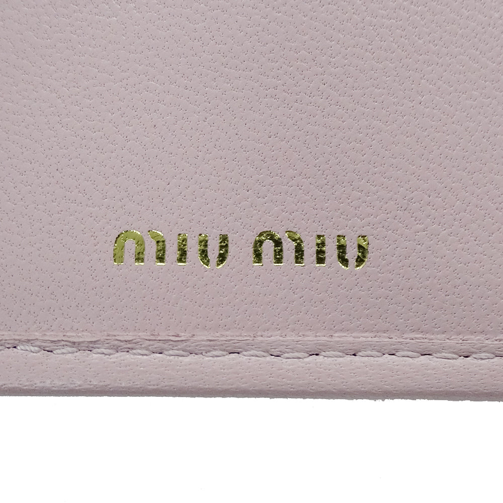 MIUMIU ミュウミュウ 二つ折り財布 マテラッセレザー アラバスターピンク ゴールド金具 5ML225 レディース 【中古】