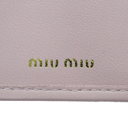 MIUMIU ミュウミュウ 二つ折り財布 マテラッセレザー アラバスターピンク ゴールド金具 5ML225 レディース 【中古】
