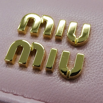 MIUMIU ミュウミュウ 二つ折り財布 マテラッセレザー アラバスターピンク ゴールド金具 5ML225 レディース 【中古】