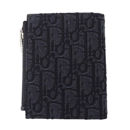 Dior ディオール 二つ折り財布 オブリーク ブラック ジャガード レディース 【中古】