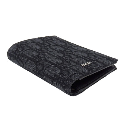 Dior ディオール 二つ折り財布 オブリーク ブラック ジャガード レディース 【中古】