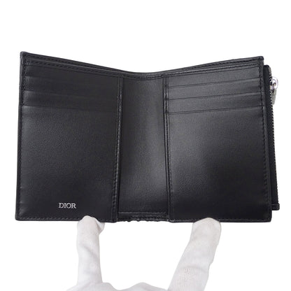 Dior ディオール 二つ折り財布 オブリーク ブラック ジャガード レディース 【中古】