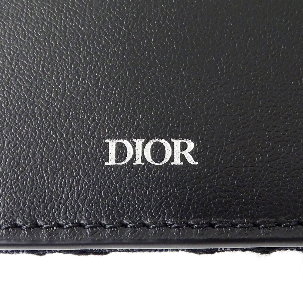Dior ディオール 二つ折り財布 オブリーク ブラック ジャガード レディース 【中古】