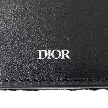 Dior ディオール 二つ折り財布 オブリーク ブラック ジャガード レディース 【中古】
