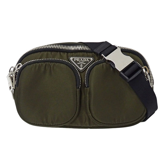 PRADA プラダ ボディバッグ ウエストバッグ カーキ 1BL026 ナイロン レディース メンズ 【中古】