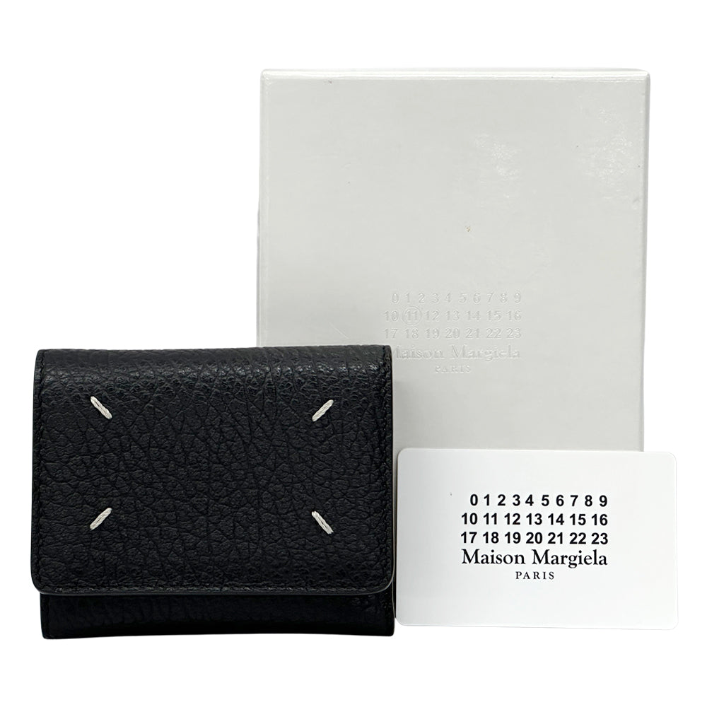 Maison Margiela メゾン マルジェラ スリーフォールドウォレット 三つ折り財布 4ステッチ ブラック SA3U10010 レザー レディース メンズ 【中古】