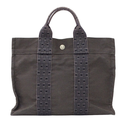 HERMES エルメス トートバッグ ハンドバッグ エールライン ブラック キャンバス レディース メンズ 【中古】