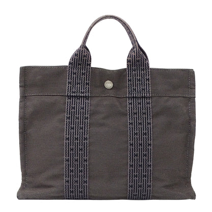 HERMES エルメス トートバッグ ハンドバッグ エールライン ブラック キャンバス レディース メンズ 【中古】