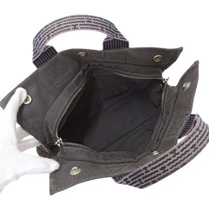 HERMES エルメス トートバッグ ハンドバッグ エールライン ブラック キャンバス レディース メンズ 【中古】