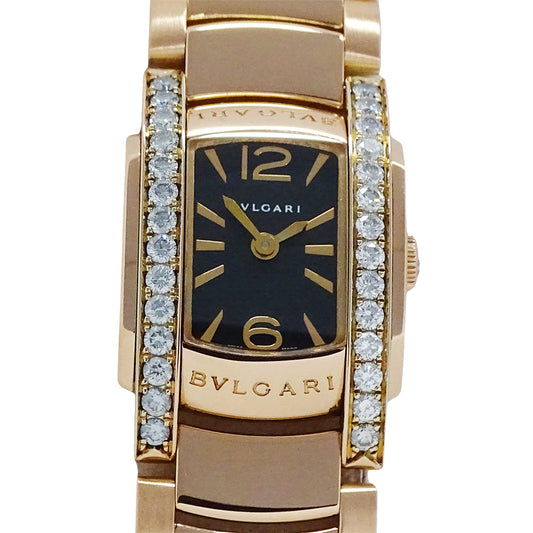 BVLGARI ブルガリ アショーマ AAP26G レディース 腕時計 ダイヤ クオーツ QZ 750PG 18K 磨き済み【中古】