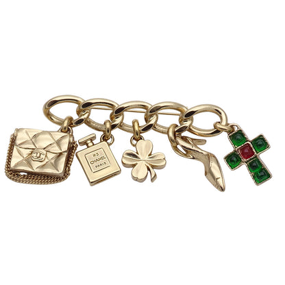 CHANEL シャネル ブローチ GP ゴールド グリーン レッド 02P【中古】