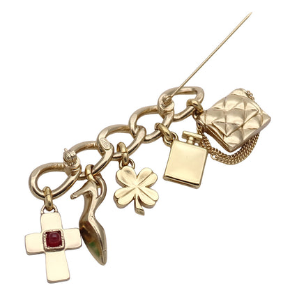 CHANEL シャネル ブローチ GP ゴールド グリーン レッド 02P【中古】