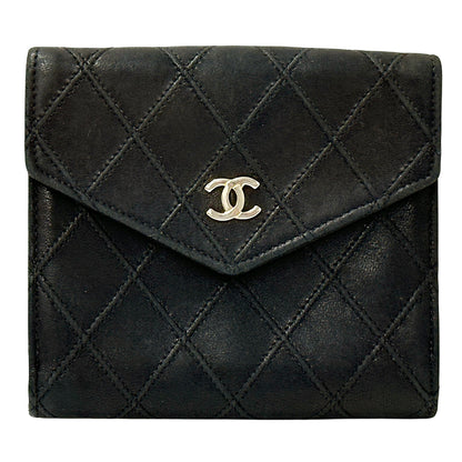 CHANEL シャネル ニつ折り財布 ビコローレ ブラック ゴールド金具 ラムスキン レディース 【中古】