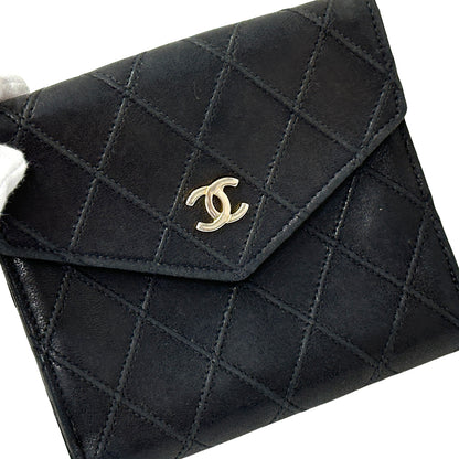 CHANEL シャネル ニつ折り財布 ビコローレ ブラック ゴールド金具 ラムスキン レディース 【中古】