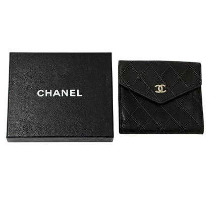 CHANEL シャネル ニつ折り財布 ビコローレ ブラック ゴールド金具 ラムスキン レディース 【中古】