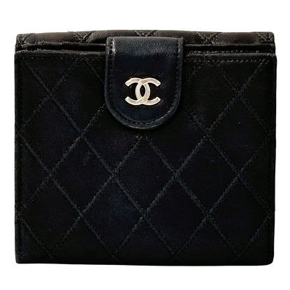 CHANEL シャネル ニつ折り財布 ビコローレ ブラック ゴールド金具 ラムスキン レディース 【中古】