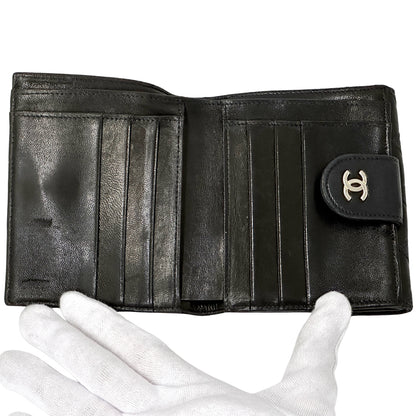 CHANEL シャネル ニつ折り財布 ビコローレ ブラック ゴールド金具 ラムスキン レディース 【中古】