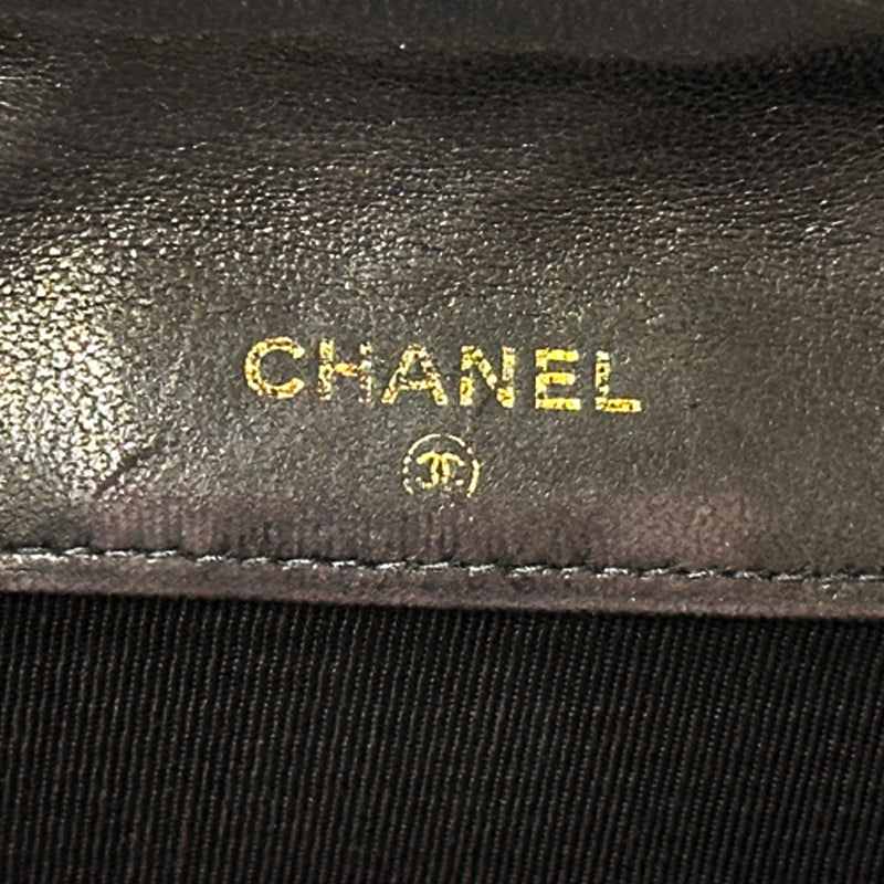 CHANEL シャネル ニつ折り財布 ビコローレ ブラック ゴールド金具 ラムスキン レディース 【中古】