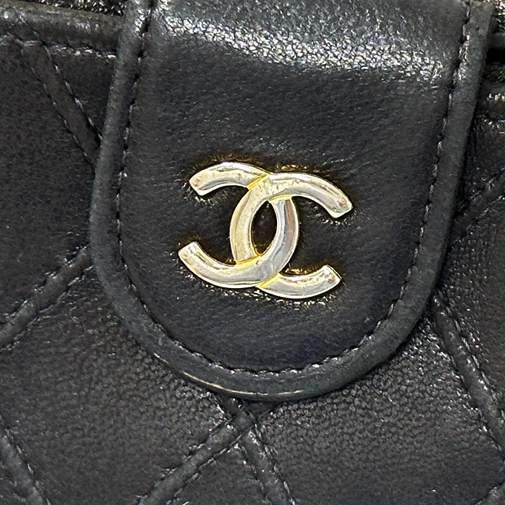 CHANEL シャネル ニつ折り財布 ビコローレ ブラック ゴールド金具 ラムスキン レディース 【中古】