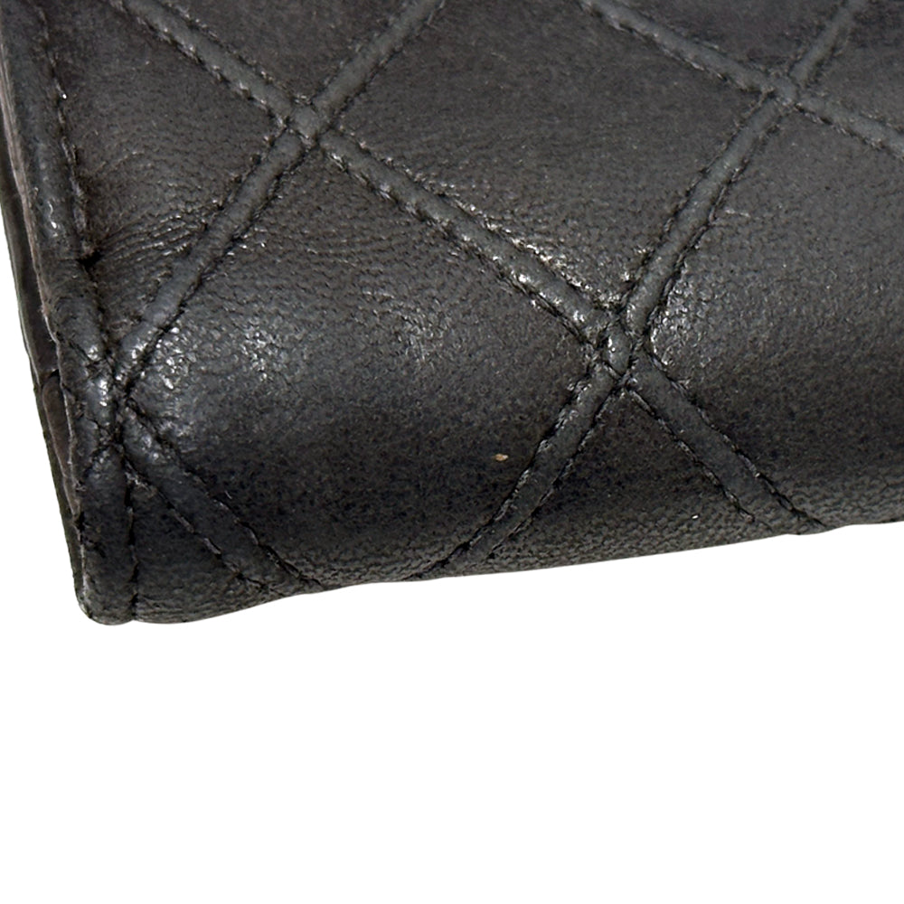 CHANEL シャネル ニつ折り財布 ビコローレ ブラック ゴールド金具 ラムスキン レディース 【中古】