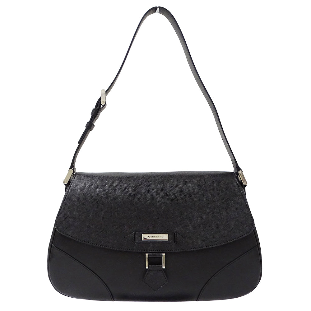 BURBERRY バーバリー ショルダーバッグ ブラック レザー レディース 【中古】