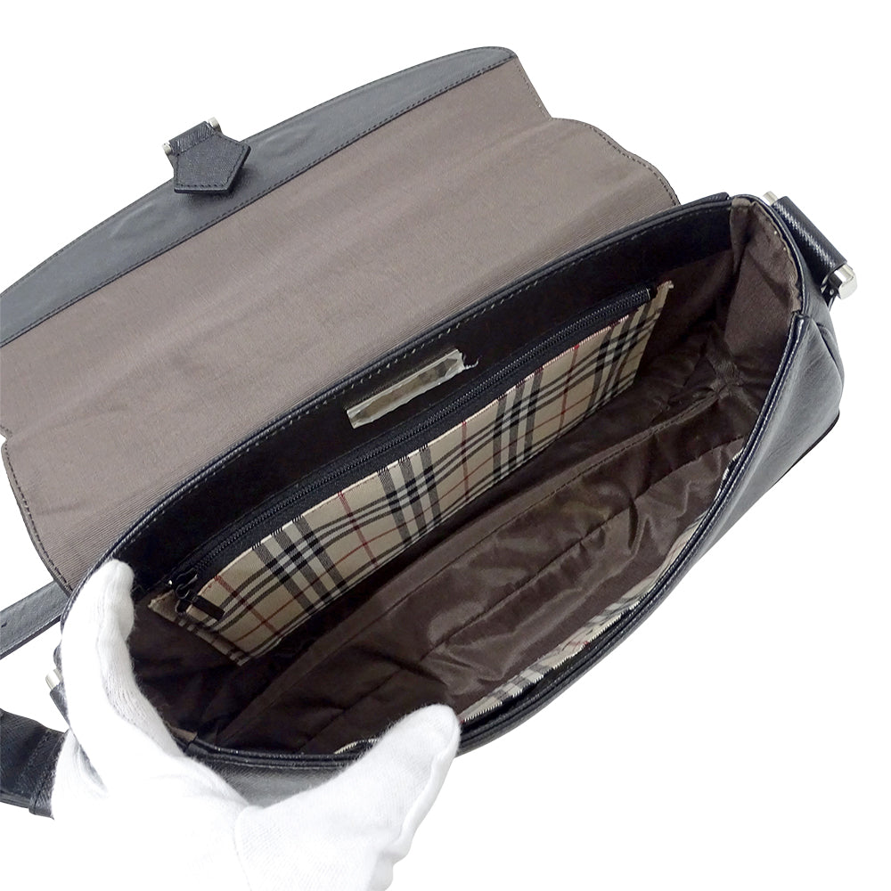 BURBERRY バーバリー ショルダーバッグ ブラック レザー レディース 【中古】