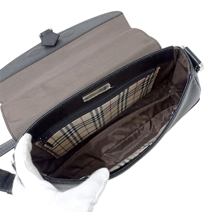 BURBERRY バーバリー ショルダーバッグ ブラック レザー レディース 【中古】