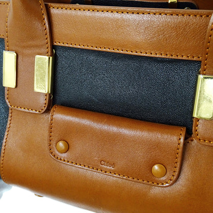 Chloe クロエ アリス ハンドバッグ ブラウン ブラック レザー レディース 【中古】