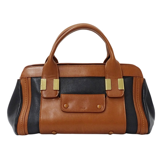Chloe クロエ アリス ハンドバッグ ブラウン ブラック レザー レディース 【中古】