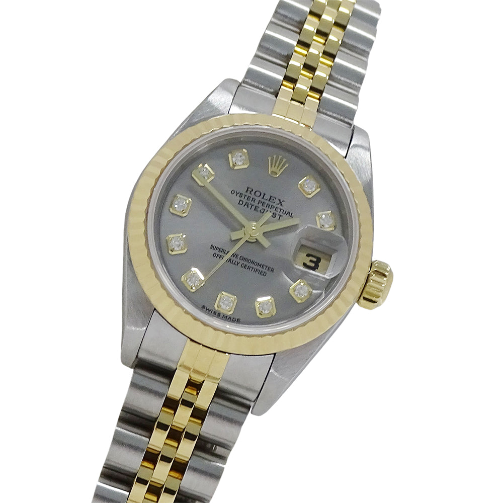ROLEX ロレックス デイトジャスト 79173G F番 レディース 腕時計 10Pダイヤ 自動巻き AT ステンレス ゴールド 磨き済み【中古】