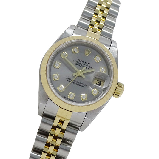 ROLEX ロレックス デイトジャスト 79173G F番 レディース 腕時計 10Pダイヤ 自動巻き AT ステンレス ゴールド 磨き済み【中古】