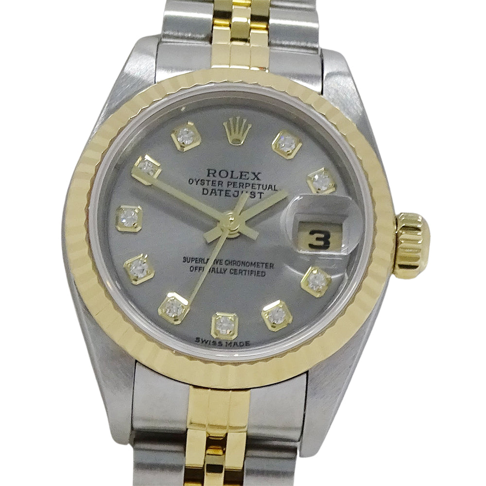 ROLEX ロレックス デイトジャスト 79173G F番 レディース 腕時計 10Pダイヤ 自動巻き AT ステンレス ゴールド 磨き済み【中古】