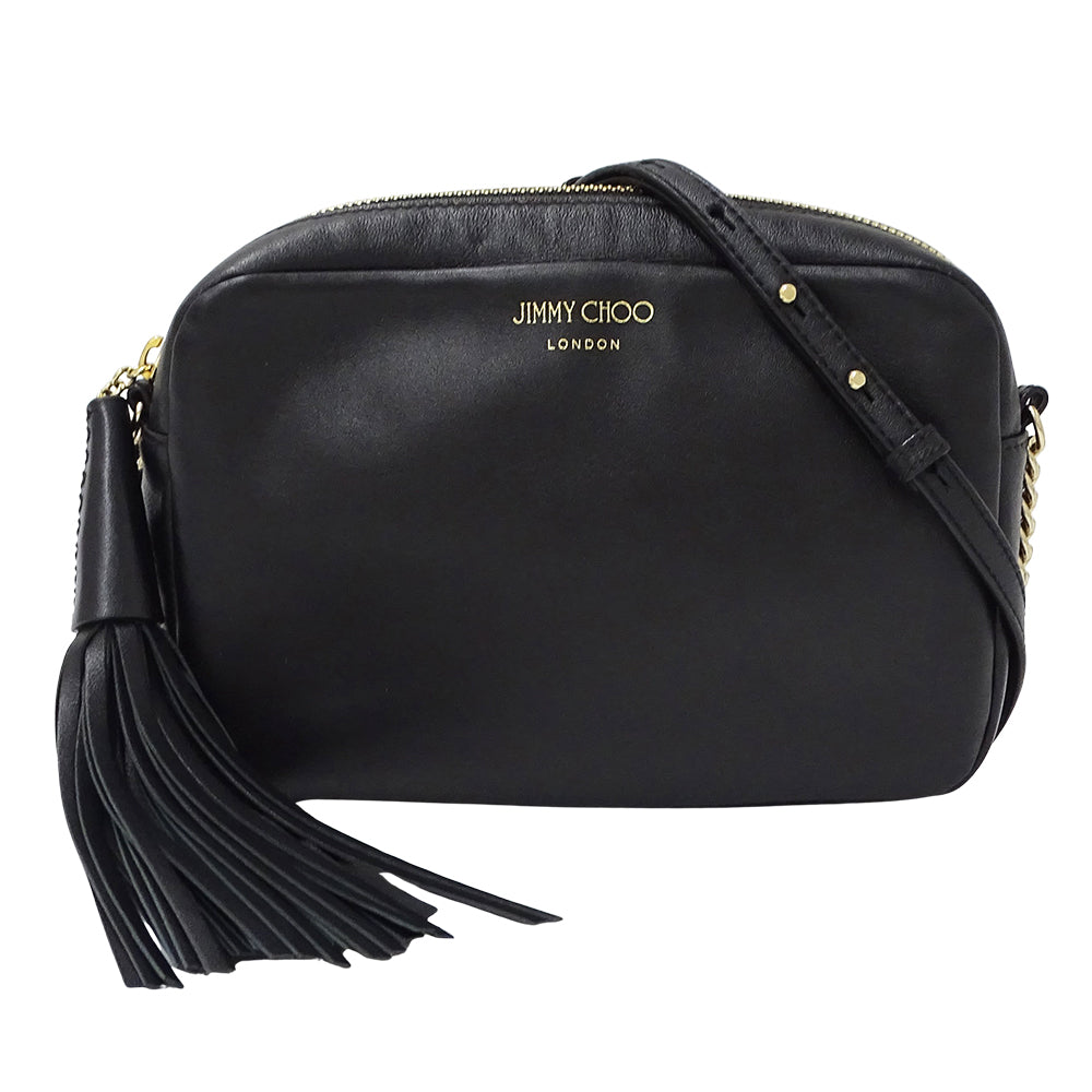 JIMMY CHOO ジミーチュウ ショルダーバッグ ブラック レザー レディース 【中古】