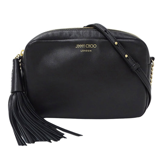 JIMMY CHOO ジミーチュウ ショルダーバッグ ブラック レザー レディース 【中古】