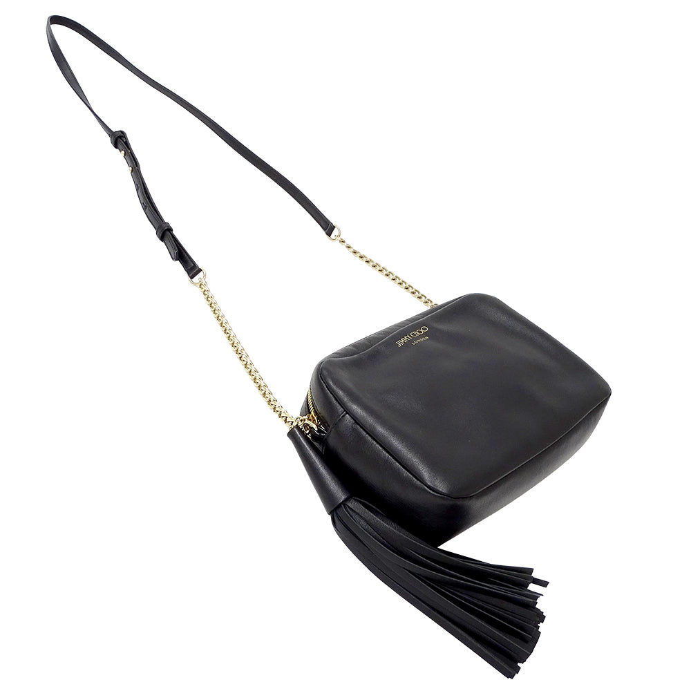 JIMMY CHOO ジミーチュウ ショルダーバッグ ブラック レザー レディース 【中古】