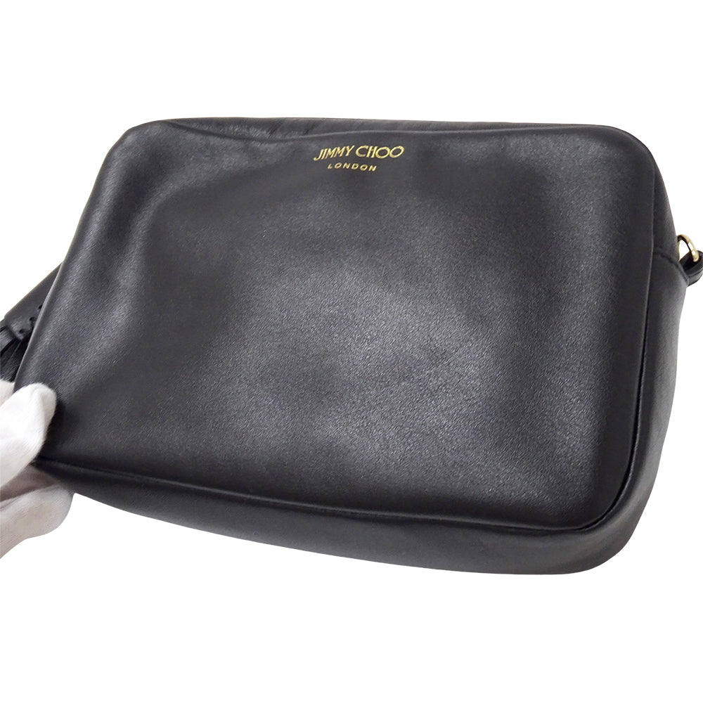 JIMMY CHOO ジミーチュウ ショルダーバッグ ブラック レザー レディース 【中古】
