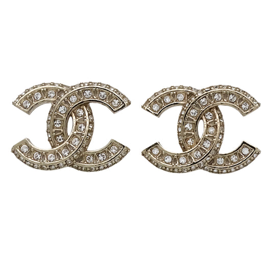 CHANEL シャネル ピアス ココマーク ラインストーン メタル シャンパンゴールド レディース 【中古】