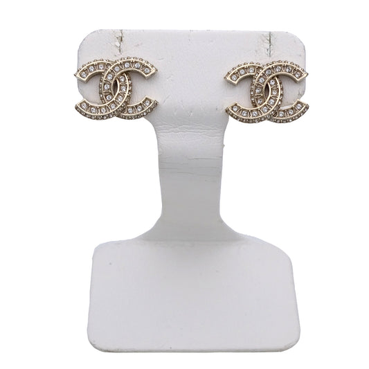 CHANEL シャネル ピアス ココマーク ラインストーン メタル シャンパンゴールド レディース 【中古】