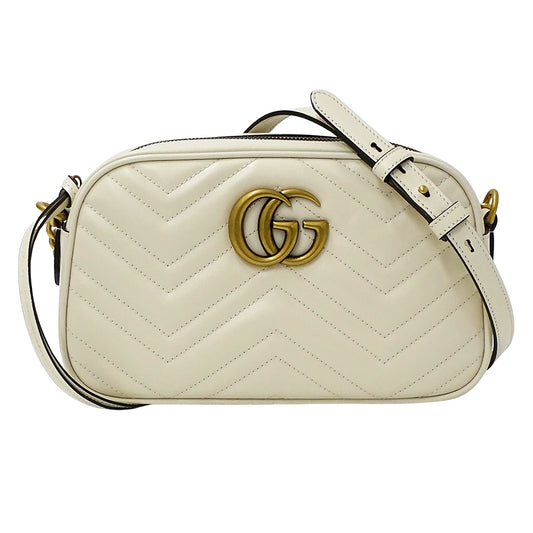GUCCI グッチ ショルダーバッグ GGマーモント ホワイト 447632 レザー レディース 【中古】