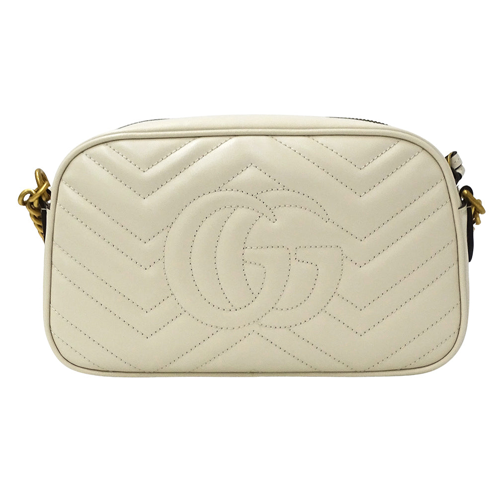 GUCCI グッチ ショルダーバッグ GGマーモント ホワイト 447632 レザー レディース 【中古】