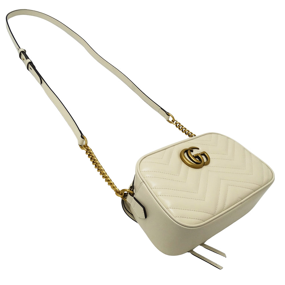 GUCCI グッチ ショルダーバッグ GGマーモント ホワイト 447632 レザー レディース 【中古】
