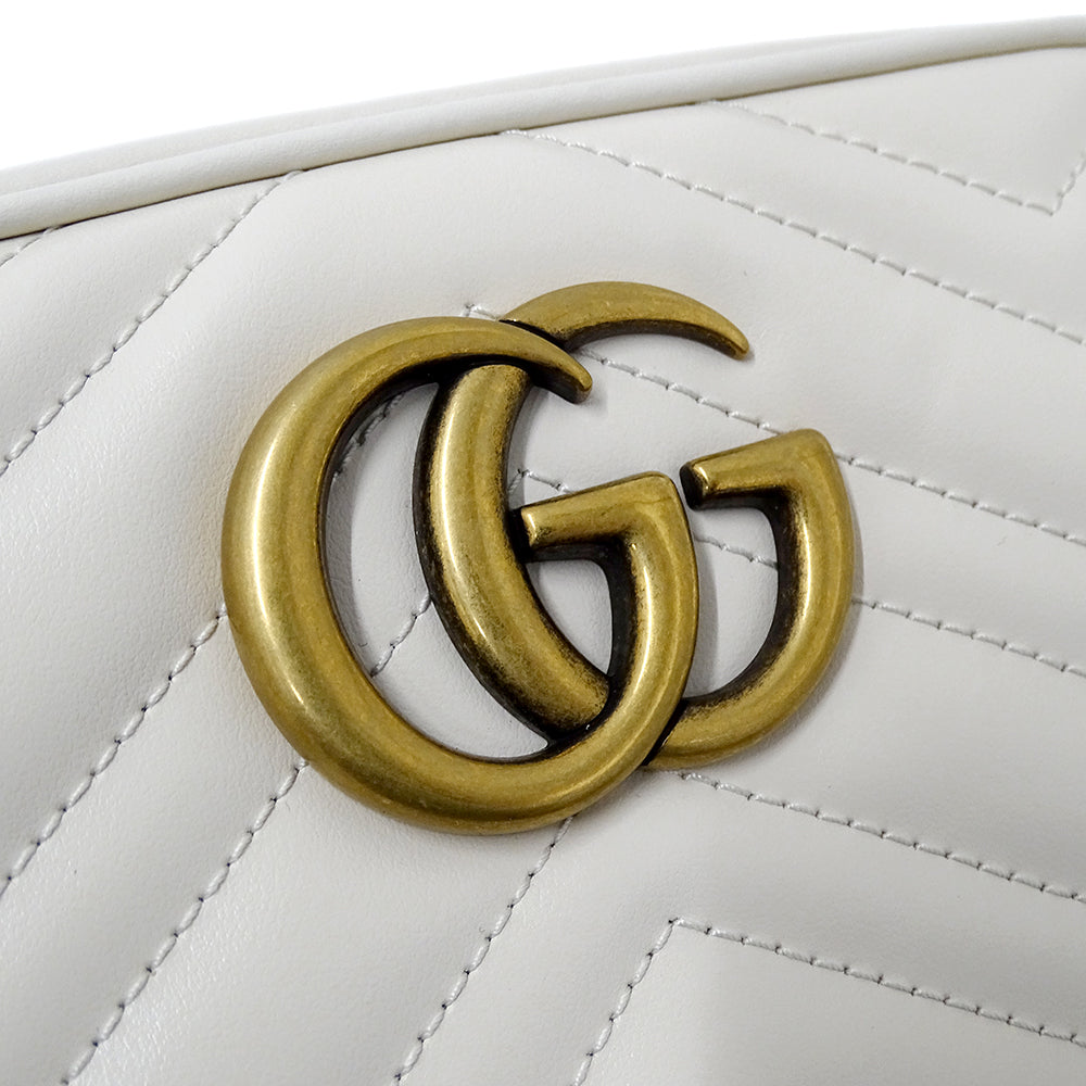 GUCCI グッチ ショルダーバッグ GGマーモント ホワイト 447632 レザー レディース 【中古】