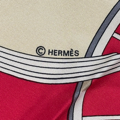 HERMES エルメス カレ90 SPRINGS スプリングス スカーフ レッド マルチカラー シルク レディース 【中古】
