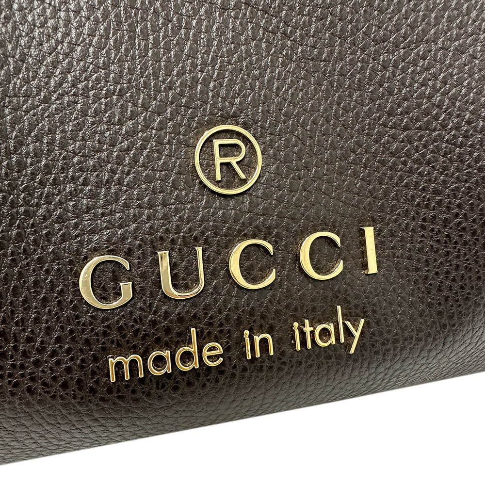 GUCCI グッチ トートバッグ ダークブラウン 419689 レザー レディース メンズ 【中古】