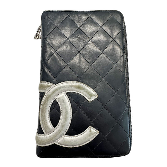 CHANEL シャネル 長財布 カンボン ブラック ラムスキン レディース 【中古】