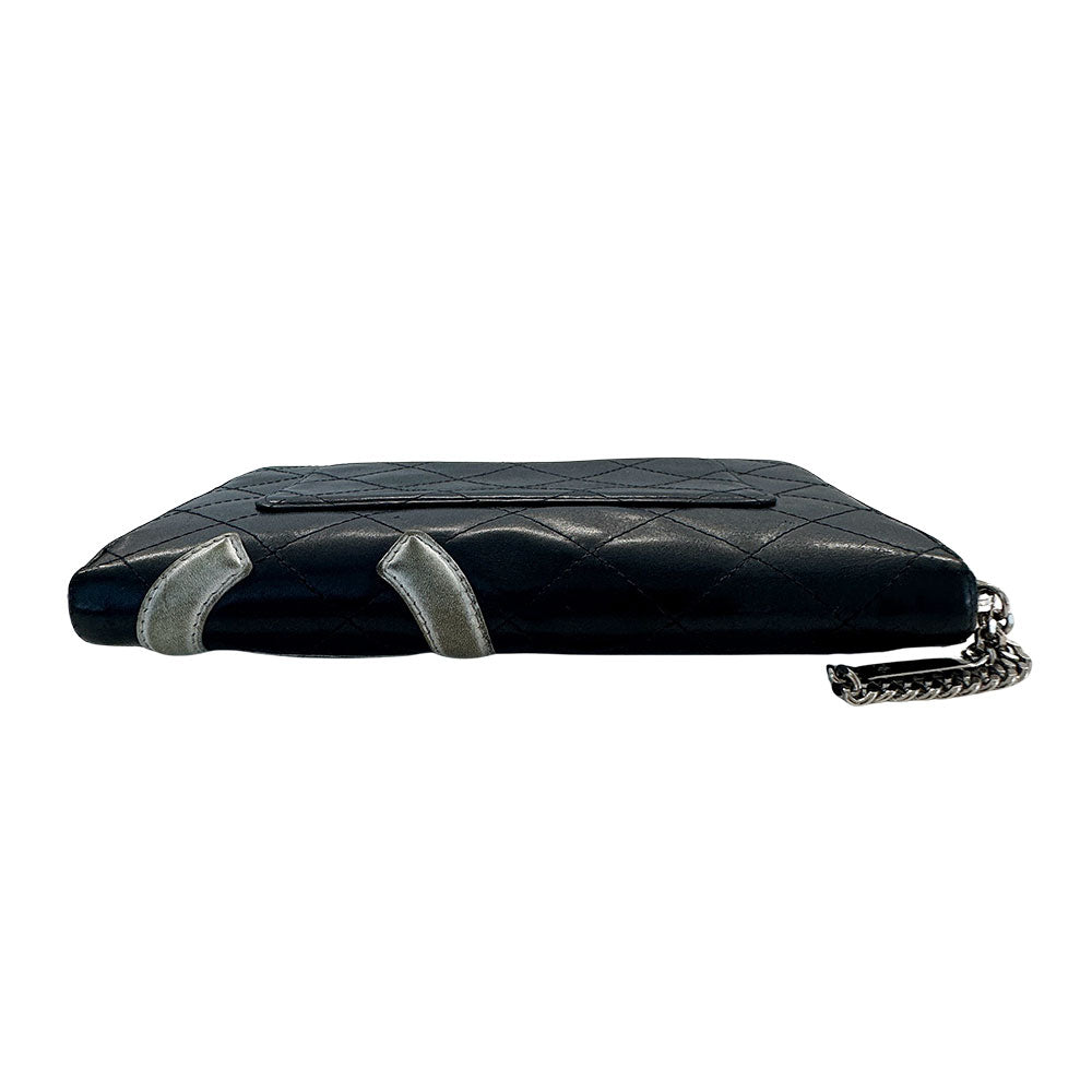CHANEL シャネル 長財布 カンボン ブラック ラムスキン レディース 【中古】
