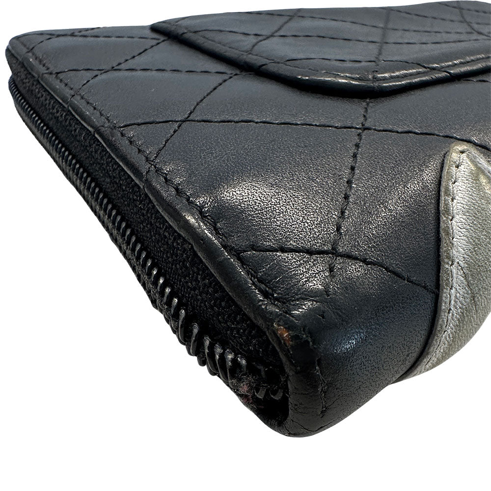 CHANEL シャネル 長財布 カンボン ブラック ラムスキン レディース 【中古】