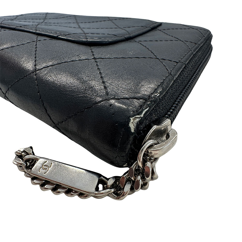 CHANEL シャネル 長財布 カンボン ブラック ラムスキン レディース 【中古】