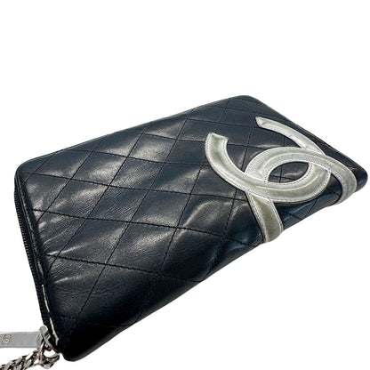 CHANEL シャネル 長財布 カンボン ブラック ラムスキン レディース 【中古】